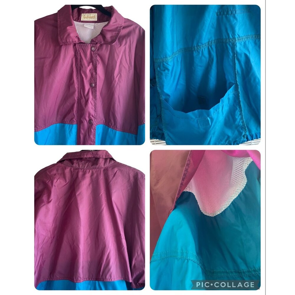 Vintage 90s Golfsmith Golf Nylon Men Windbreaker Jacket Purple Teal Green Vented - Picture 6 of 15